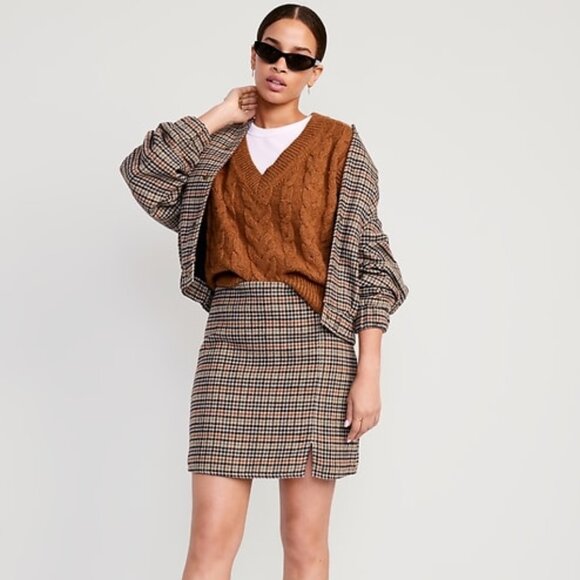 NWTS Old Navy Houndstooth Bomber Jacket and Skirt Set - Picture 1 of 11
